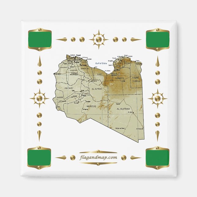 Carte Libye + Magnet des drapeaux (Devant)