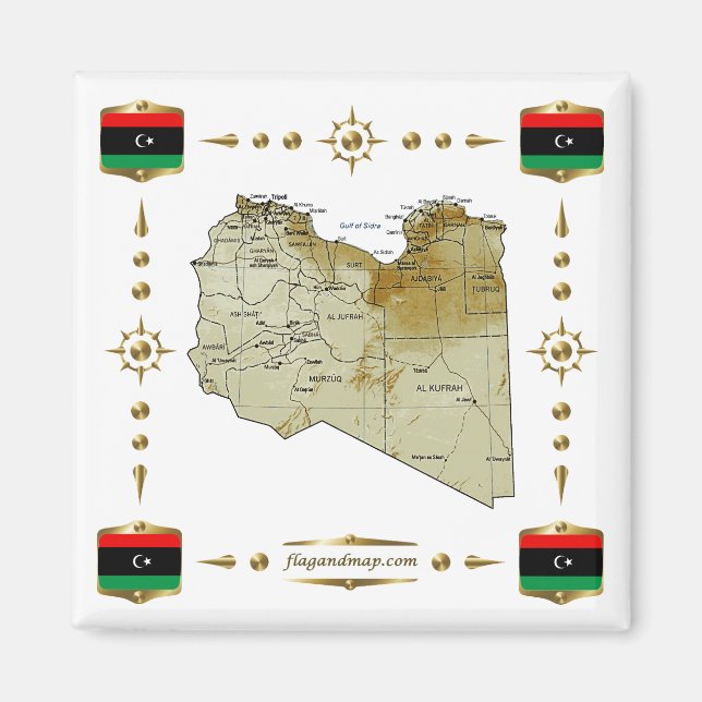 Carte Libye + Magnet des drapeaux (Devant)