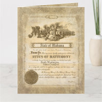 Licence de mariage vintage