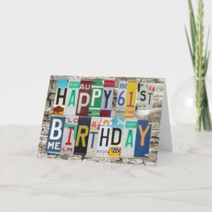 Carte License Plates Happy 61st Birthday Card