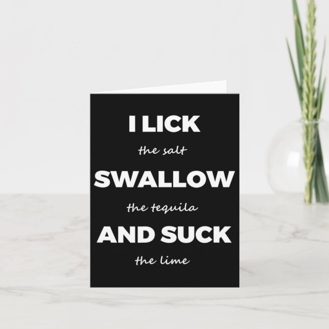 Carte Lick Salt Swallow Tequila Salt Lime Dirty Jo (Devant)