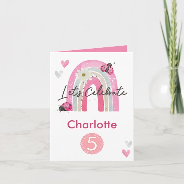 Carte Licorne Arc-en-ciel Personnalisé Âge Violet  (Devant)