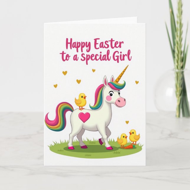 Carte Licorne Arc-en-ciel Printemps (Devant)