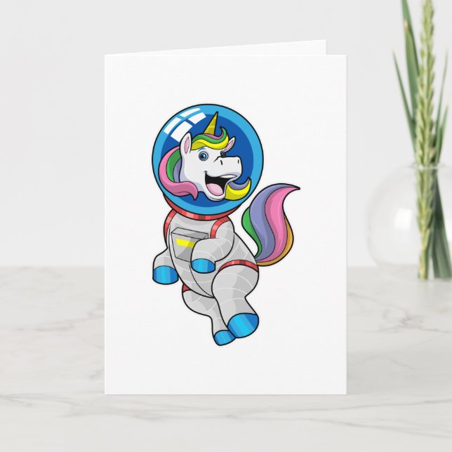 Carte Licorne astronaute dans l'espace (Devant)