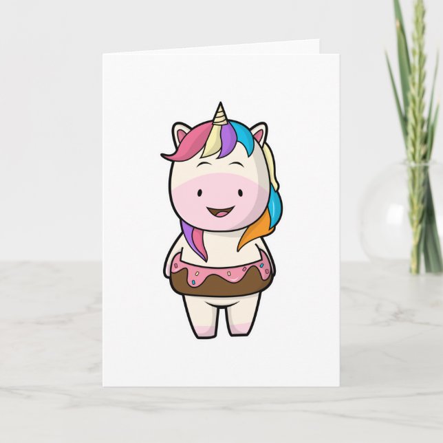 Carte Licorne avec beignet au chocolat (Devant)