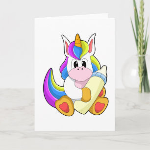 Carte Licorne avec bouteille de lait