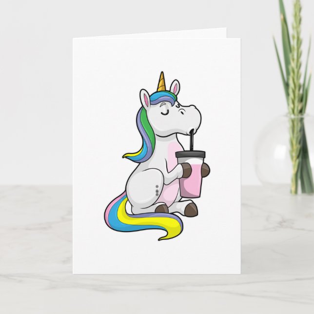Carte Licorne avec Bubble Tea (Devant)