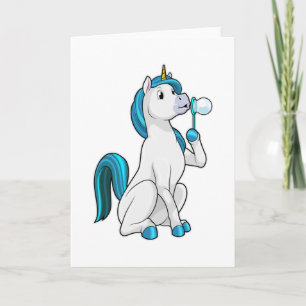 Carte Licorne avec bulles de savon