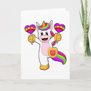 Carte Licorne avec des cœurs