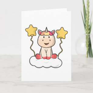 Carte Licorne avec Nuage et Étoiles