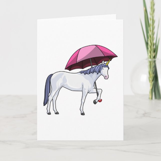 Carte Licorne avec Parapluie (Devant)