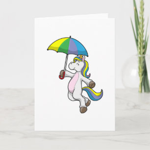 Carte Licorne avec parapluie