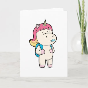 Carte Licorne avec sac à dos et chewing-gum