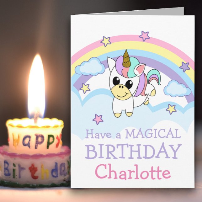 Carte Licorne Bébé Anniversaire Magique (Créateur téléchargé)