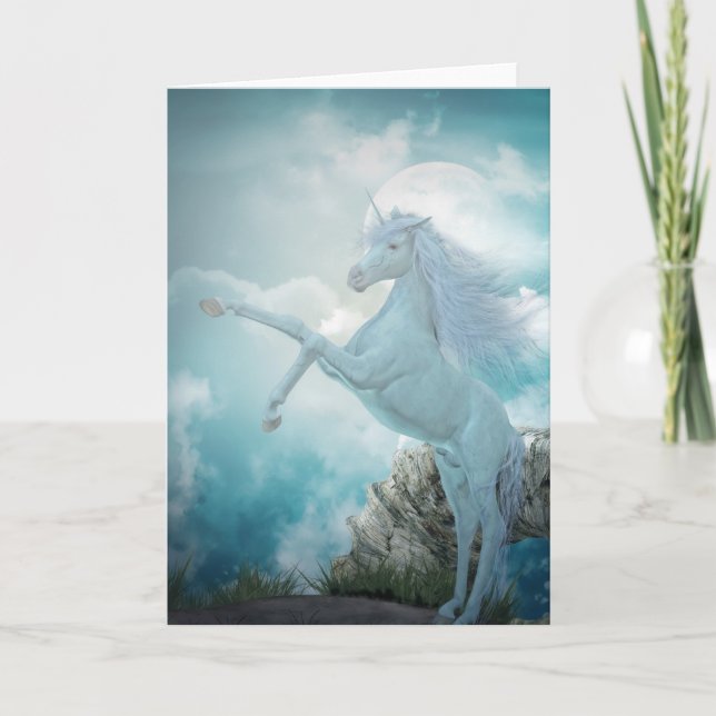 Carte licorne bleue (Devant)