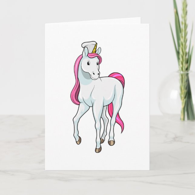 Carte Licorne comme cuisinier avec toque de chef (Devant)