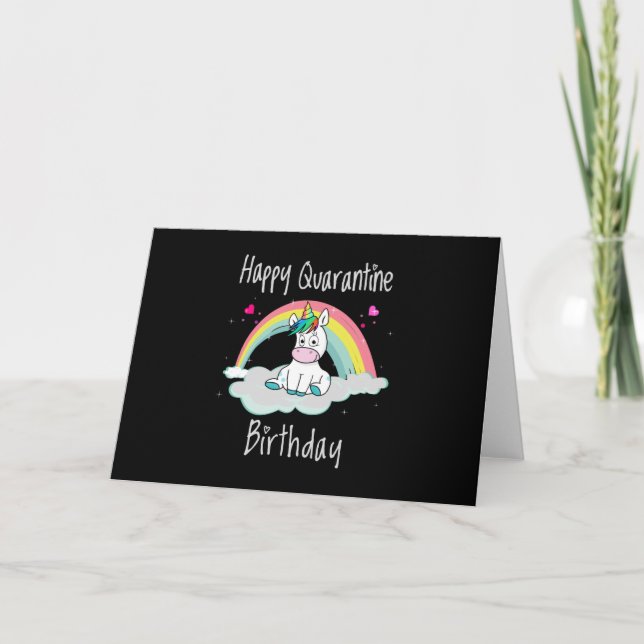 Carte Licorne d'anniversaire de quarantaine arc-en-ciel (Devant)