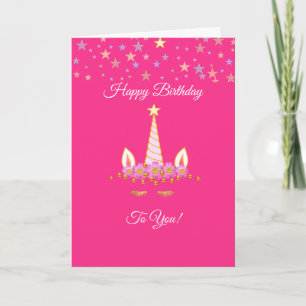 Carte Licorne d'anniversaire, Étoiles multicolores sur r