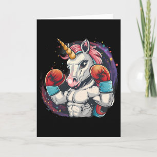 Carte Licorne de boxe avec gants de boxe Kickboxing Drôl