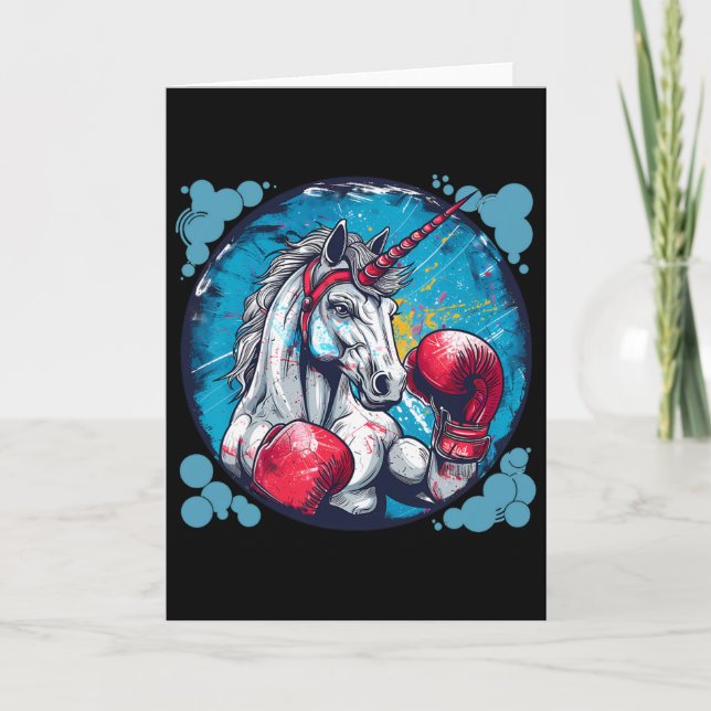 Carte Licorne de boxe avec gants de boxe Kickboxing Mign (Devant)