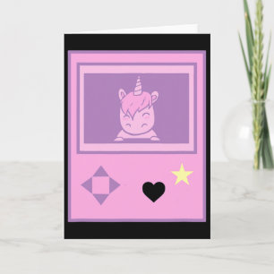 Carte Licorne de jeu kawaii pastel de style manga fille 