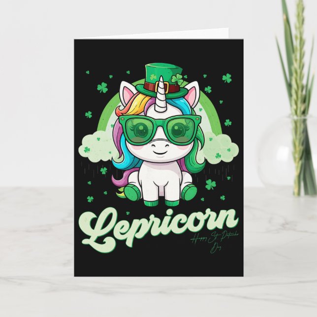 Carte Licorne de Leprechaun drôle Joyeuse Fête de la Sai (Devant)