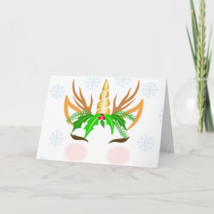 Carte Licorne de Noël visage