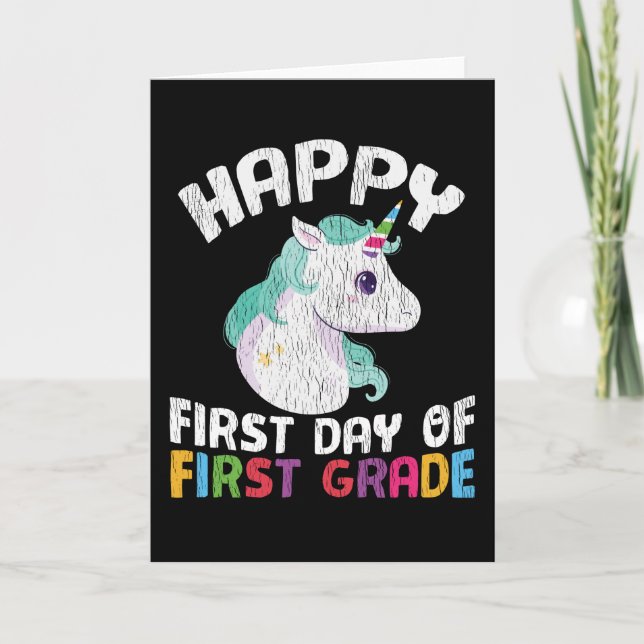 Carte Licorne de première année Joyeuse Première Journée (Devant)