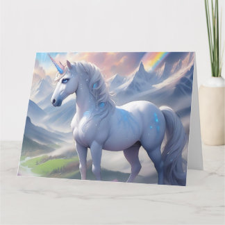 Carte Licorne élégante de conte de fées dans un val de f