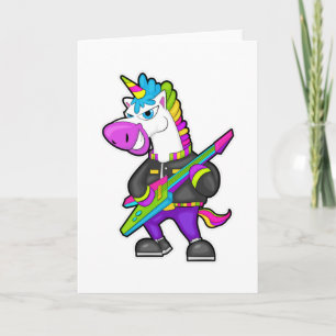 Carte Licorne en musicien avec guitare