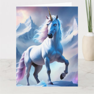 Carte Licorne enchantée dans un fantasme enneigé
