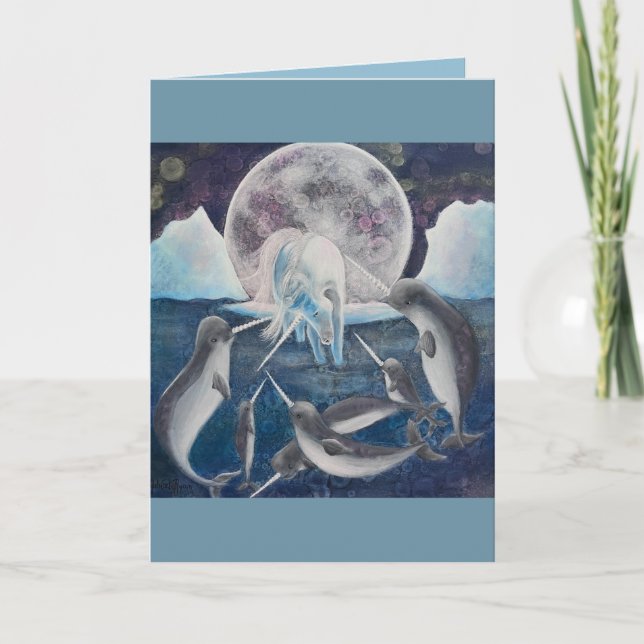 Carte Licorne et narvals Anniversaire arctique (Devant)