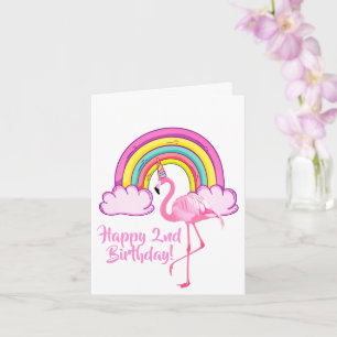 Carte Licorne Flamant Magique Anniversaire Arc-en-ciel F