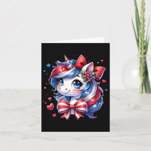 Carte Licorne Mignonne 4 Juillet Filles Enfants Drapeau 