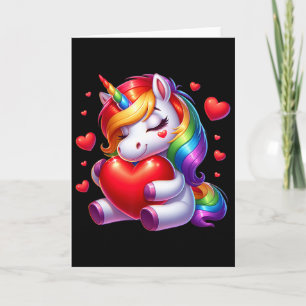 Carte Licorne Mignonne Avec La Saint-Valentin Du Coeur P