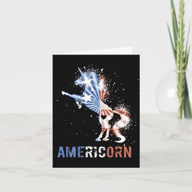 Carte Licorne patriotique drapeau américain d'Américorn  (Devant)