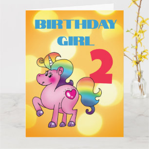 Carte Licorne personnalisée pour fille de 2 ans