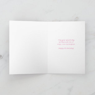 Carte Licorne pour 10ème anniversaire assise sur un arc-