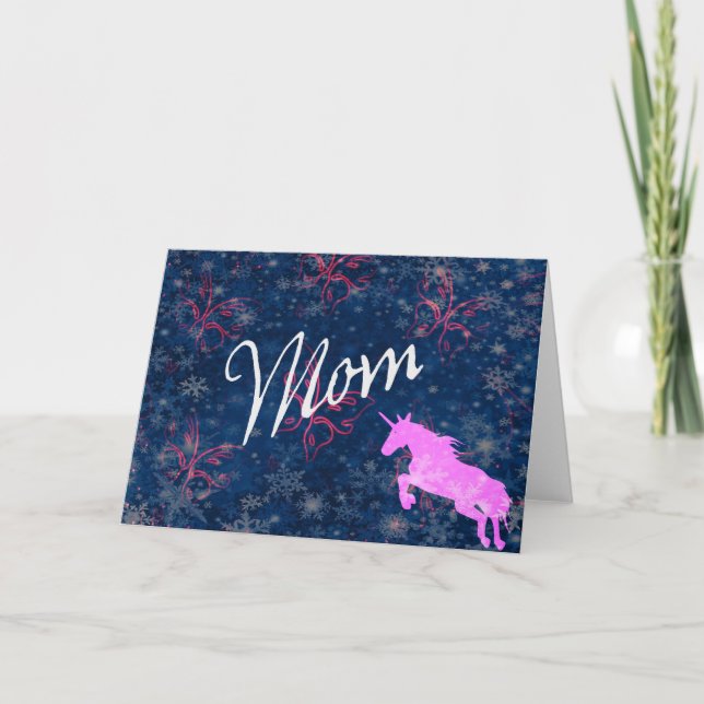 Carte Licorne Rose pour Maman (Devant)