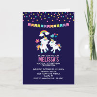 Licornes magiques mignonnes avec un anniversaire
