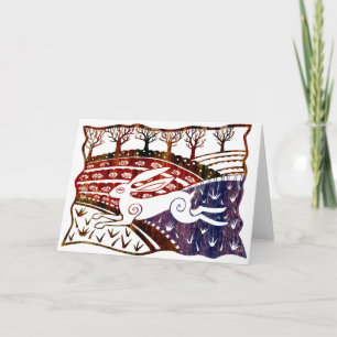 Carte Lièvre coloré bondissant