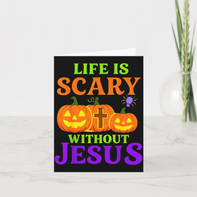 Carte Life Is Y Without Jesus Christian Halloween  (Devant)