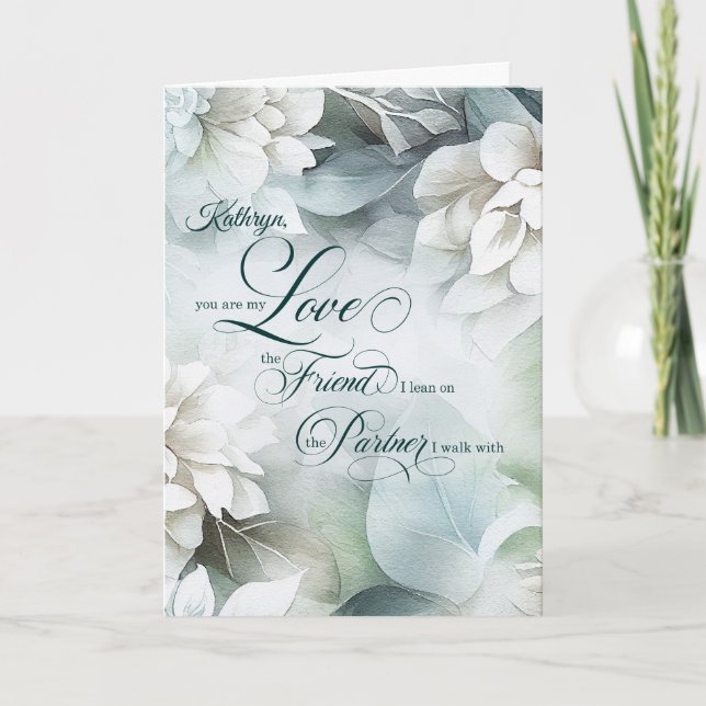 Carte Life Partner Birthday White Magnolias with Name (Devant)