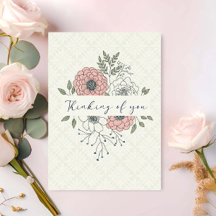 Carte Ligne artistique florale Pensée pour vous