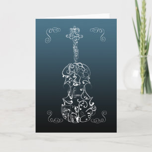 Carte Ligne blanche de violon dessin sur bleu