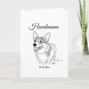 Carte Ligne d'art de Corgi chien personnalisé