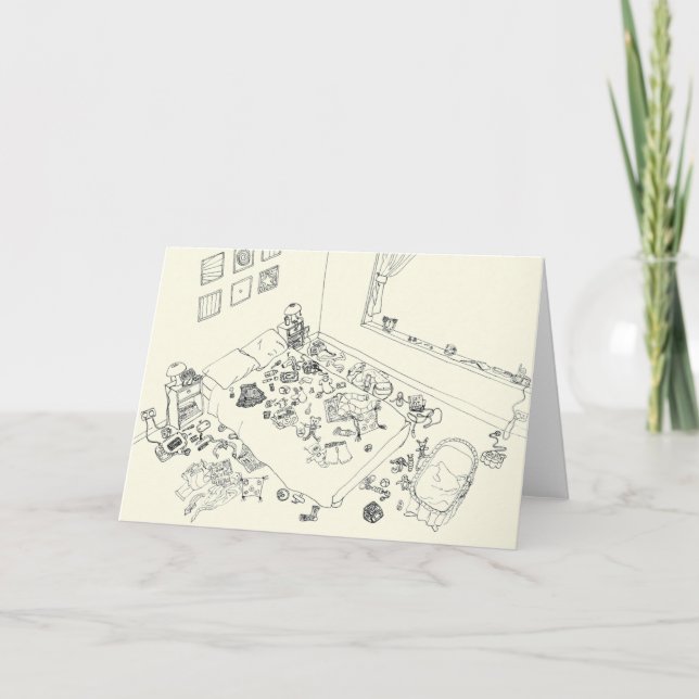 Carte Ligne de désordre amusante pour nouveau bébé Paren (Devant)