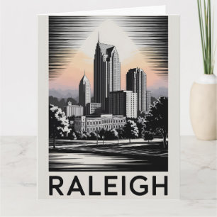 Carte Ligne d'horizon de Raleigh Caroline du Nord Gravur