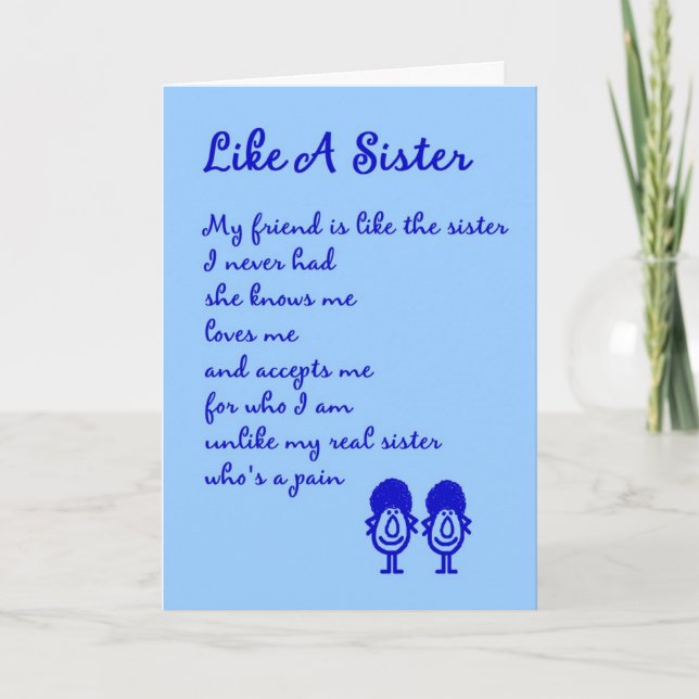 Carte Like A Sister - A silly Thinking of You Poem (Devant)