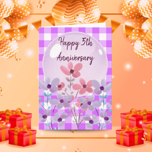 Carte Lilac En vichy Floral 5e anniversaire Mariage Cade
